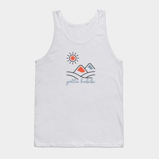 yalla habibi - mountain, sun landscape - orange and blue Tank Top